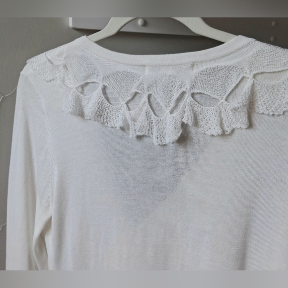 Cabi Cascade Ruffle White Cardigan Size M - Picture 6 of 8